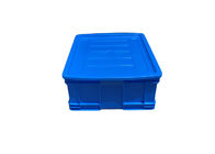 HDPE ευρώ που συσσωρεύει εμπορευματοκιβωτίων τα μπλε εμπορευματοκιβώτια τοίχων χρώματος ευθέα με τα καπάκια 500*380*180mm