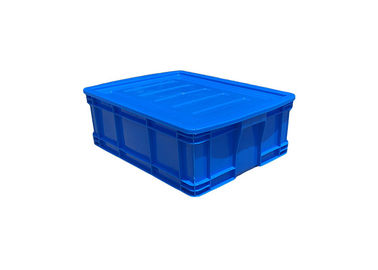 HDPE ευρώ που συσσωρεύει εμπορευματοκιβωτίων τα μπλε εμπορευματοκιβώτια τοίχων χρώματος ευθέα με τα καπάκια 500*380*180mm