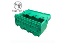 Ανακυκλωμένα πράσινα πλαστικά κιβώτια αποθήκευσης με τα καπάκια που αρθρώνονται, συνημμένο εμπορευματοκιβώτιο 500 X 330 X 236mm καπακιών